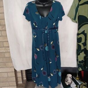 Duo Maternity Green Floral Dress Size Small